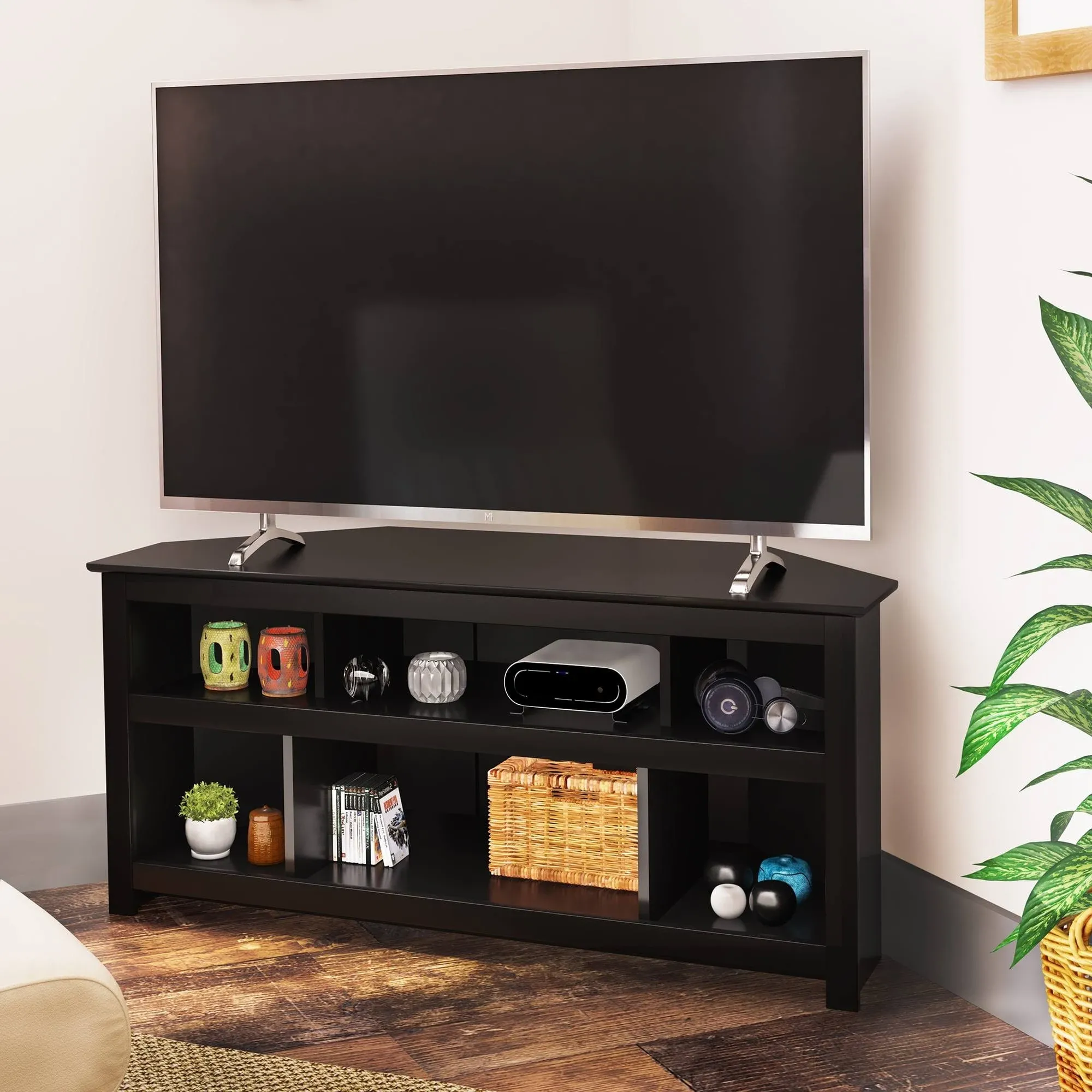 Prepac Vasari Corner TV Stand, Black, Furniture