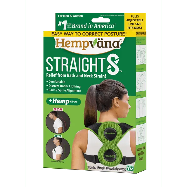 Hempvana Straight 8 Adjustable Lightweight Posture Corrector Brace, Helps Relieve Back Strain