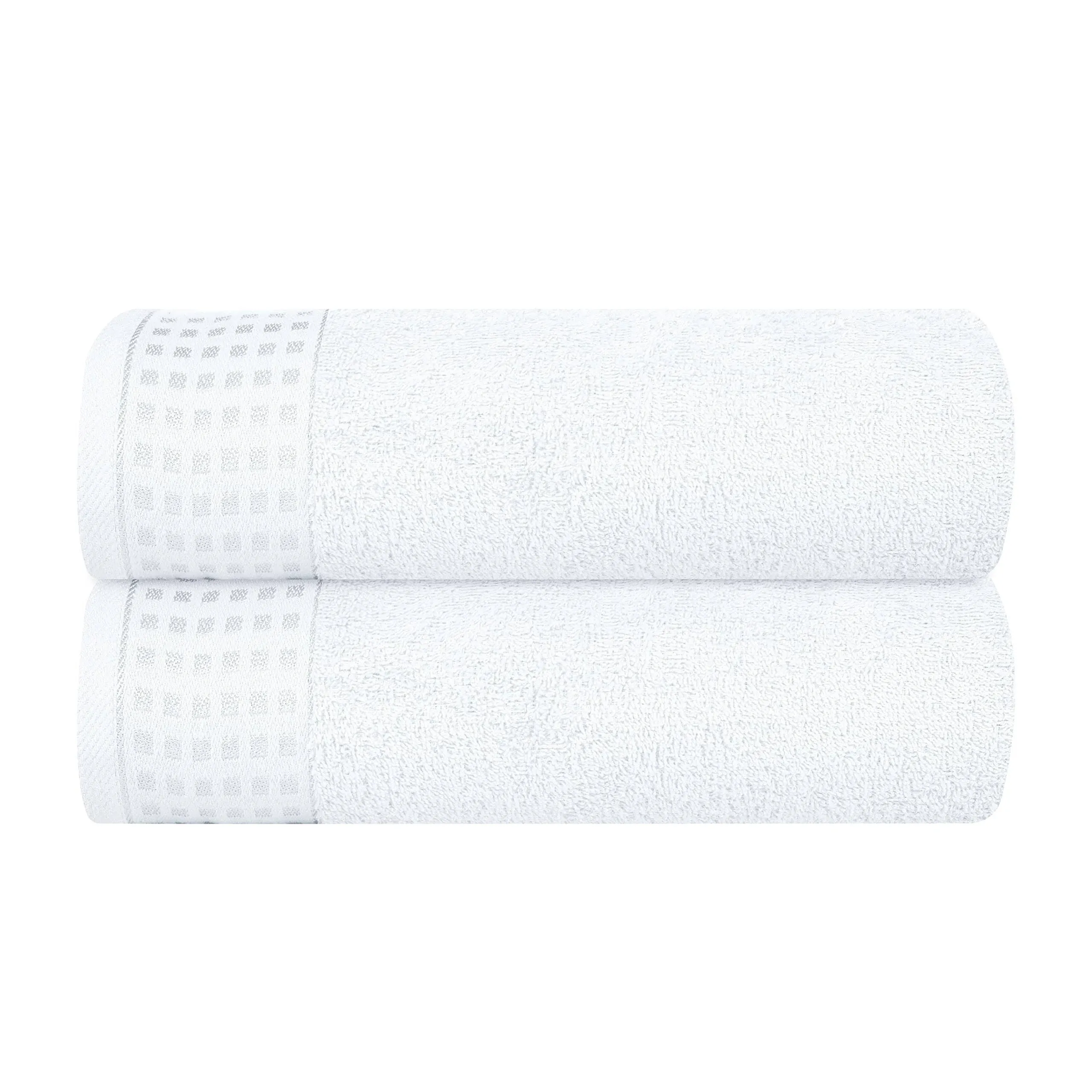 GLAMBURG 100% Cotton 2 Pack Oversized Bath Towel Set 28x55 Inches, Ultra Soft Highly Absorbant Compact Quickdry & Lightweight Large Bath Towels, Ideal for Gym Travel Camp Pool - White