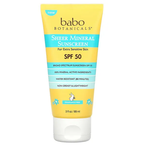 Buy Sheer Mineral Sensitive Gentle Sunscreen Lotion SPF 50 3 Oz By Babo Botanicals | Herbspro.com