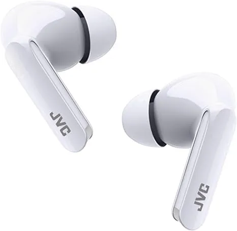 JVC Ultra Compact True Wireless Earbuds Headphones, Total 12 Hour Battery Life, Sound with 13mm Driver, USB-C Connection - HAB5TW (White)