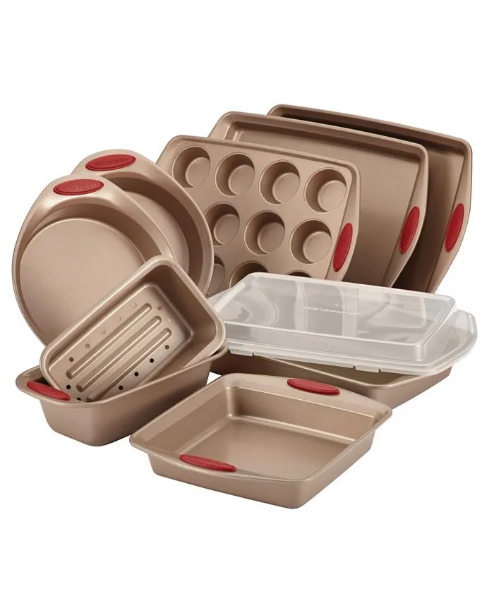 Rachael Ray Cucina 10-pc. Nonstick Bakeware Set, Brown/Red