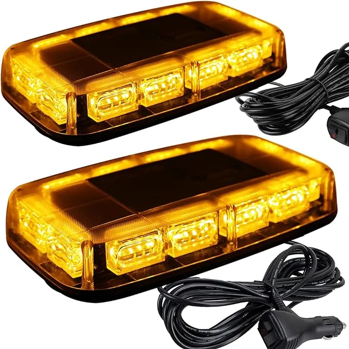 ASPL 48LED Roof Top Strobe Lights, High Visibility Emergency Safety Warning LED Mini Strobe Light bar with Magnetic Base for 12-24V Snow Plow, Trucks, Construction Vehicles (White)