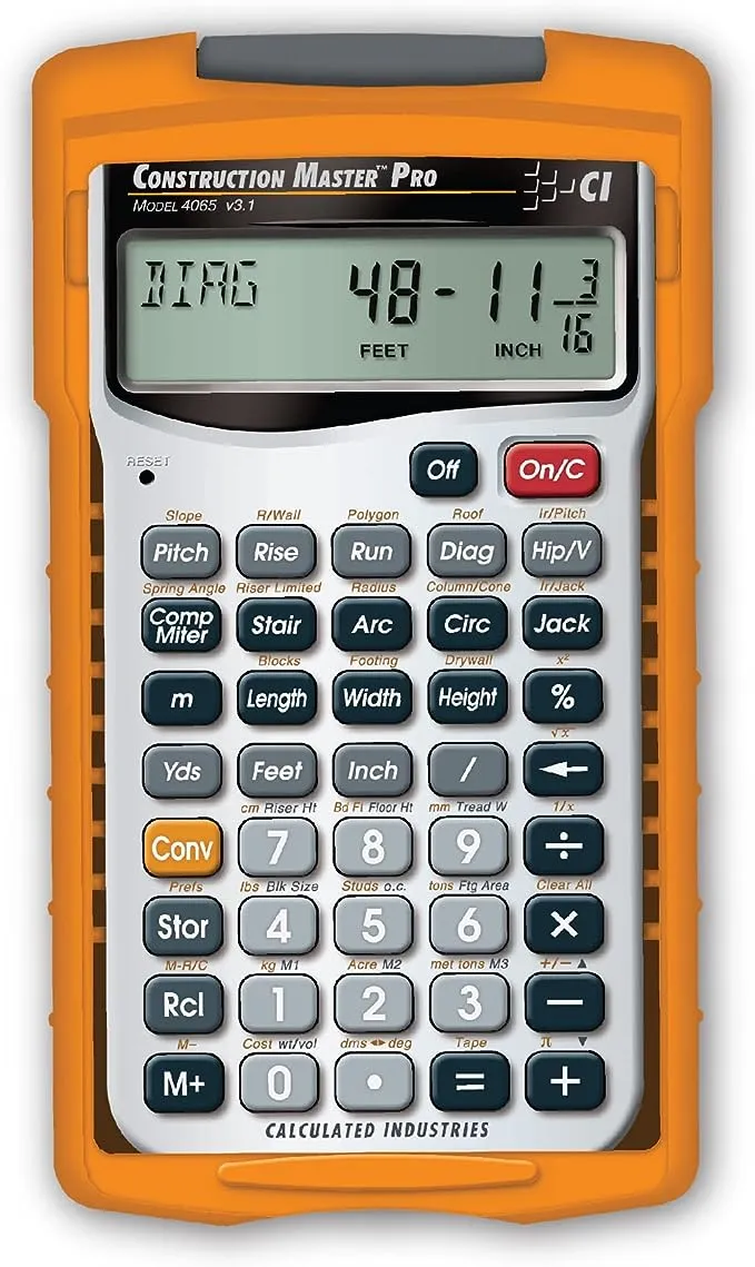 Calculated Industries 4065 Construction Master Pro Advanced Construction Math Feet-inch-Fraction Calculator for Contractors, Estimators, Builders, Framers, Remodelers, Renovators and Carpenters