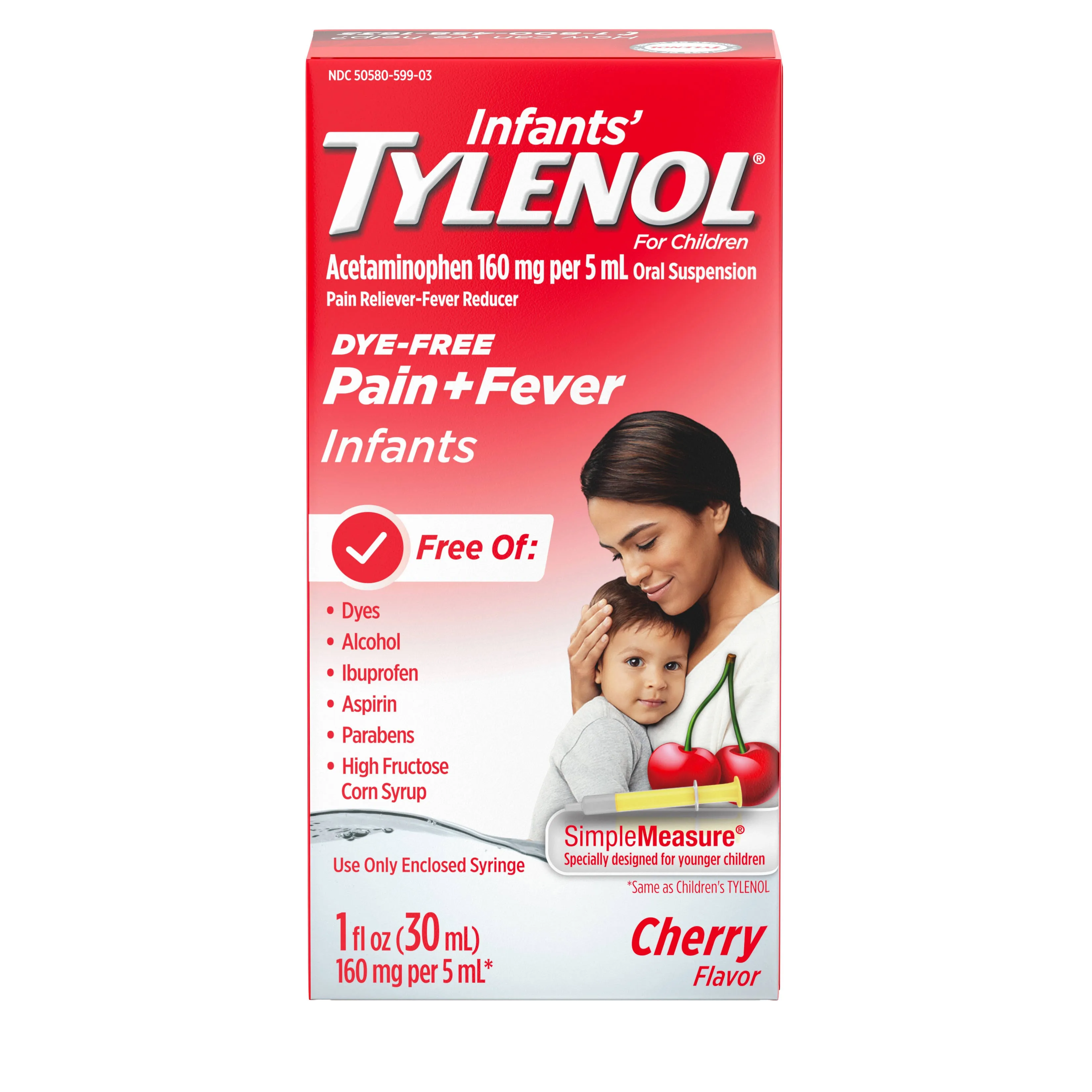 Tylenol Pain + Fever, Infants, Cherry Flavor - 1 fl oz