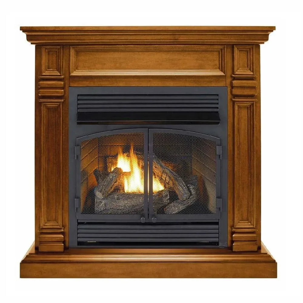 Duluth Forge Dual Fuel Ventless Fireplace - 32,000 BTU, T-Stat Control, Apple Spice Finish