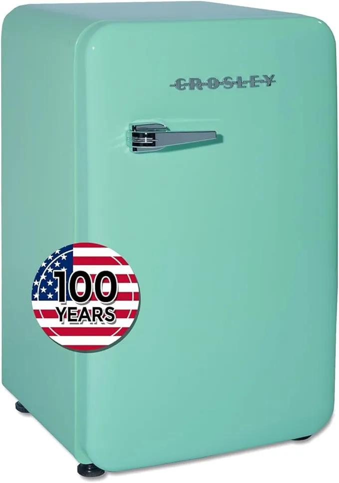 Crosley Retro Mini Fridge 3.2 Cu Ft Mint Green w/o Freezer, Compact Refrigerator for Bedroom, Garage, Office Under Desk, Undercounter, Apartment, School Dorm Fridge, Aesthetic, Small & Cute AppliancesCrosley Retro Mini Fridge 3.2 Cu Ft Mint Green w/o Fre