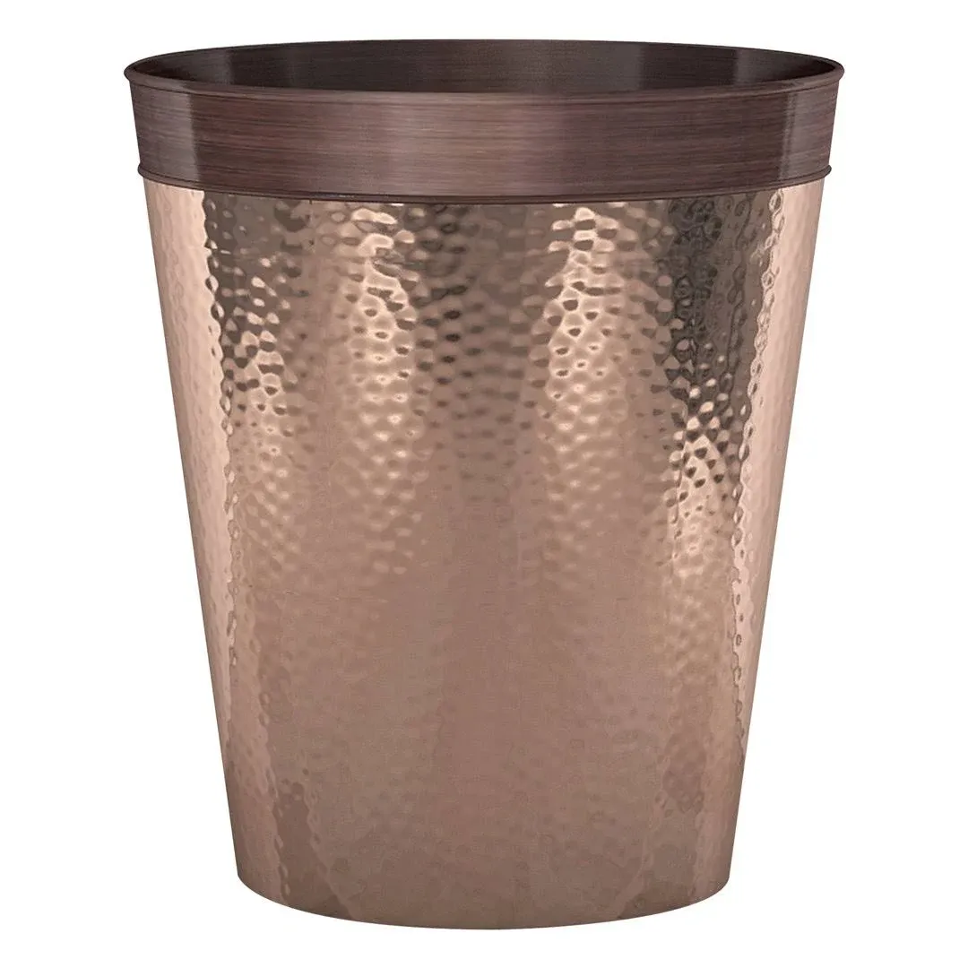 nu steel Round Metal Small 2.5 Gallon Recycle Trash Can Wastebasket, Garbage Container Bin for Bathrooms, Kitchen, Bedroom, Home Office - Durable Stainless Steel - Copper Band ORB Finishnu steel Round Metal Small 2.5 Gallon Recycle Trash Can Wastebasket,