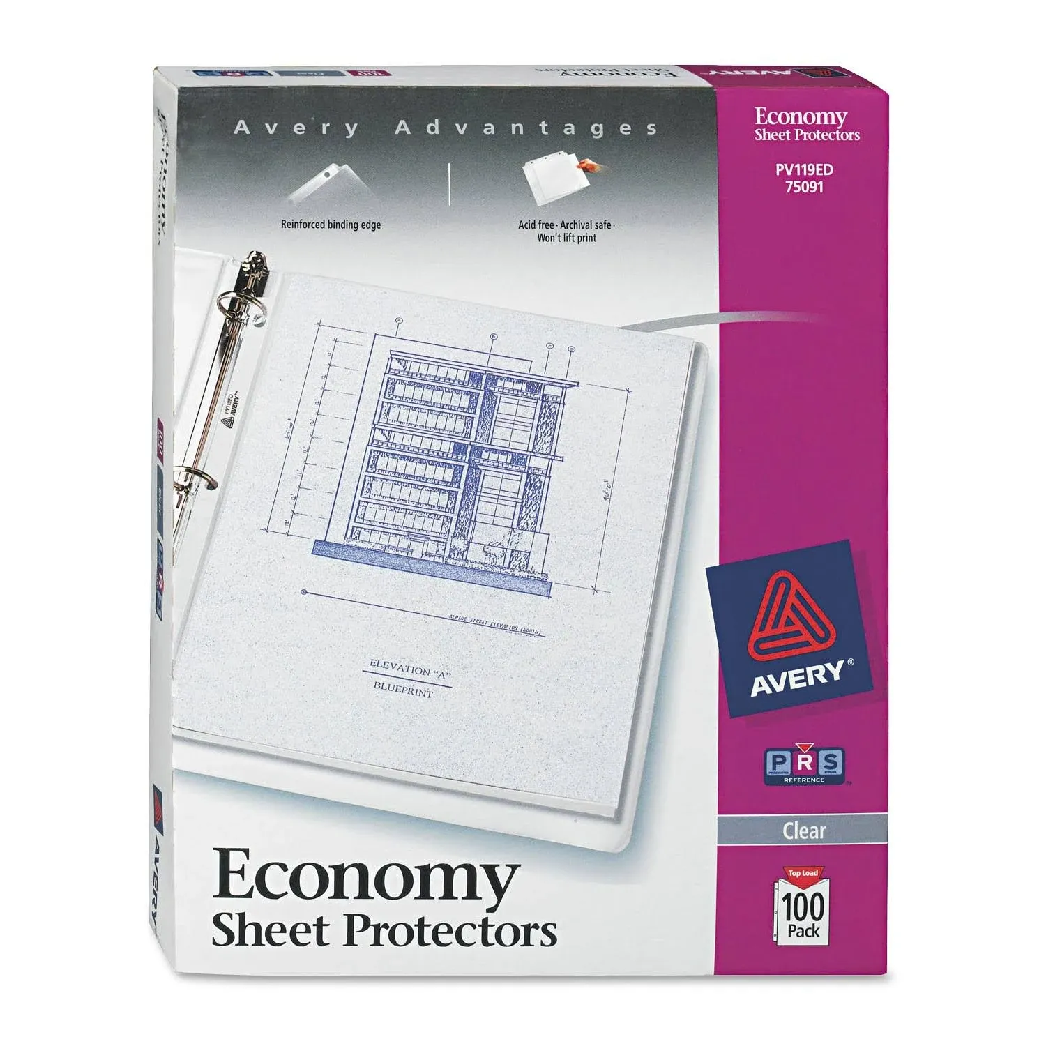 Avery Top-Load Sheet Protector, Economy Gauge, Letter, Clear, 100/Box