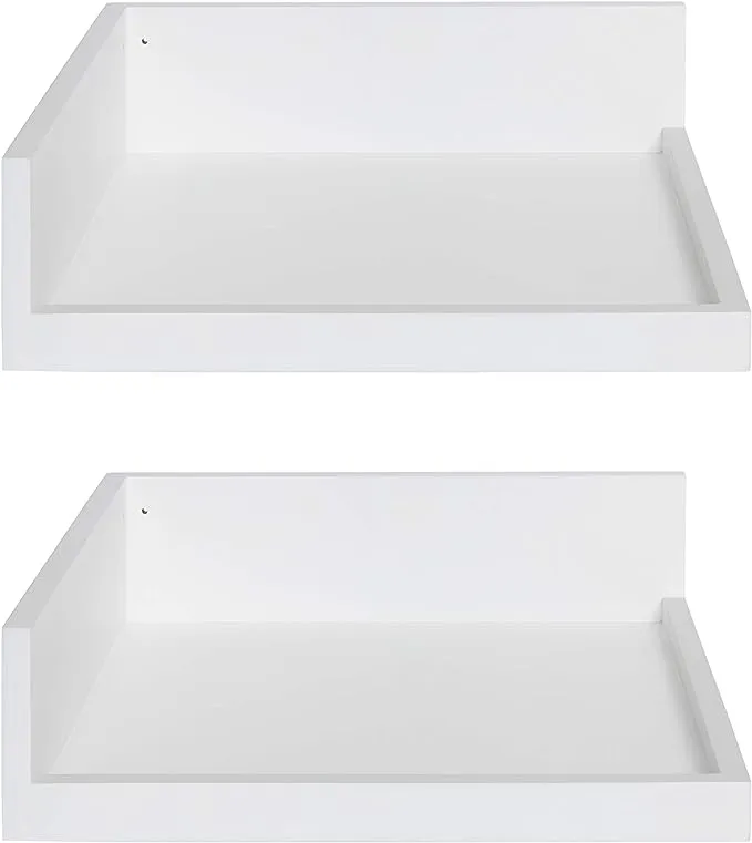 Kate And Laurel Levie Wood 2-Piece Corner Shelf Set In White