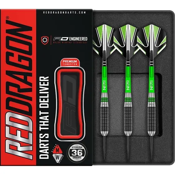 RED DRAGON Titan 2 32g, 36g, 40g Tungsten Steeltip Darts Set with Flights and Stems