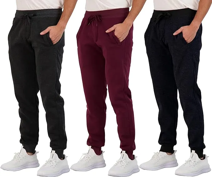 Real Essentials 3 Pack: Men's Tech Fleece Ultra-Soft Warm Jogger Athletic ...