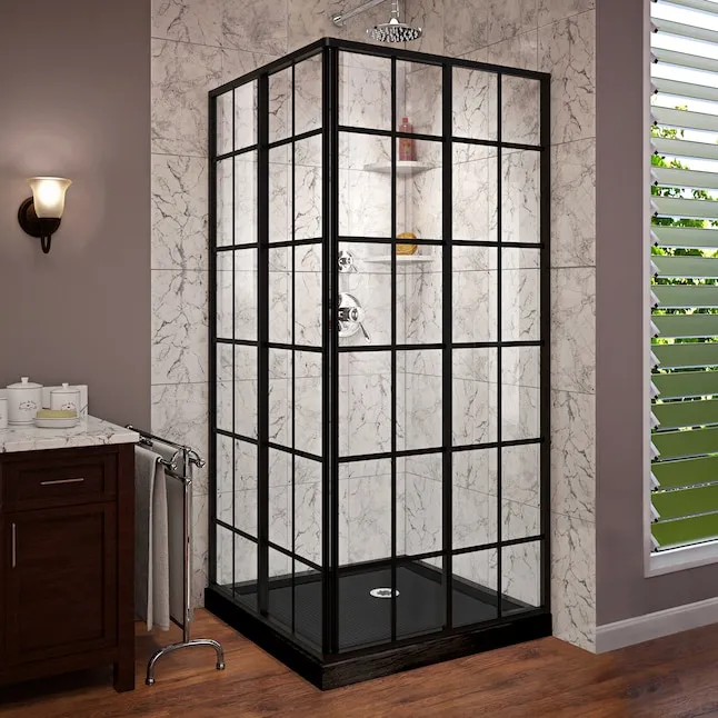 DreamLine DL-6789-09 French Corner 36x36" Shower Enclosure and Base Kit, Black