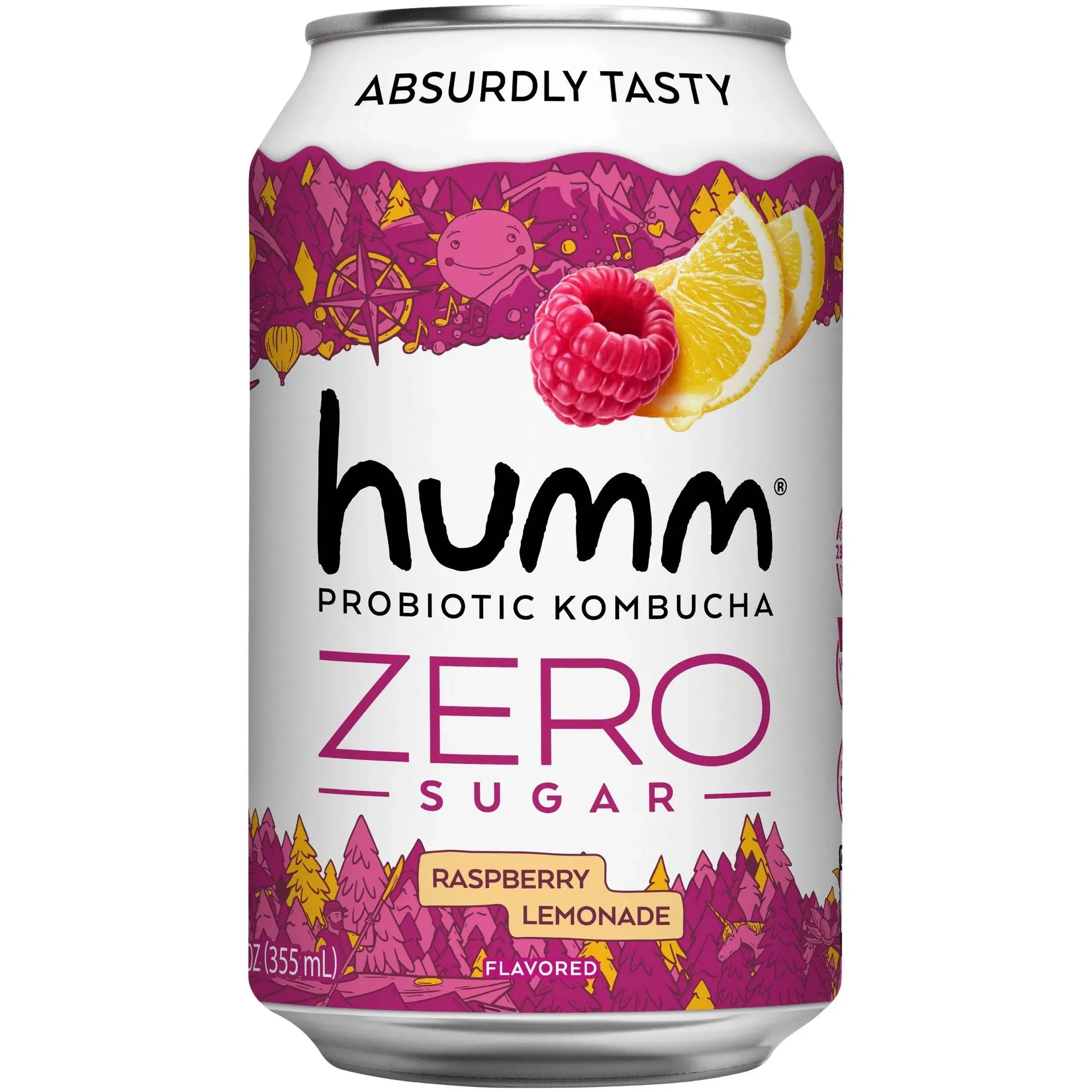 Humm Zero Sugar Raspberry Lemonade Probiotic Kombucha (12 fl oz)