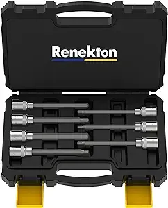 Renekton 3/8” Drive Extra Long Allen Hex Bit Socket Set, Metric, 3mm to 10mm, S2 ...