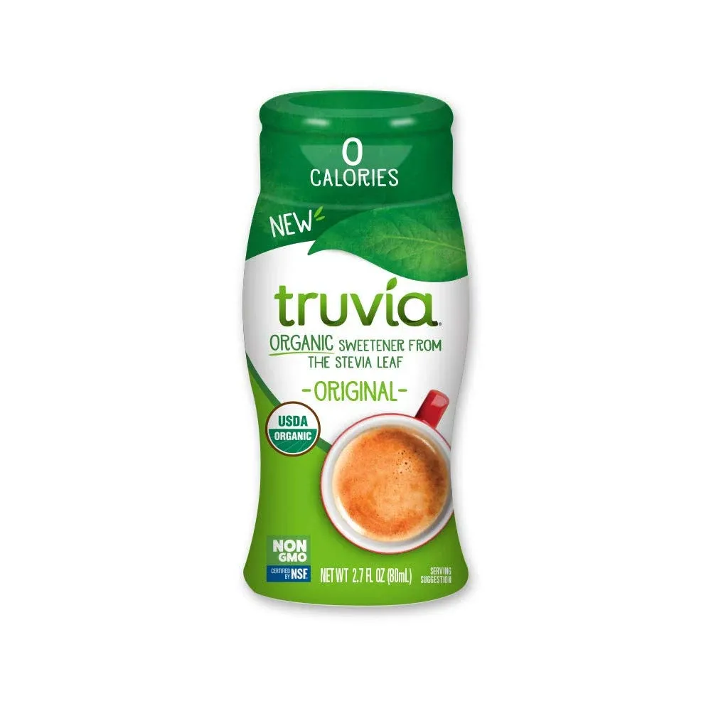 Truvia Organic Zero-Calorie Liquid Stevia Sweetener, Fluid Ounce Bottle, Original ...