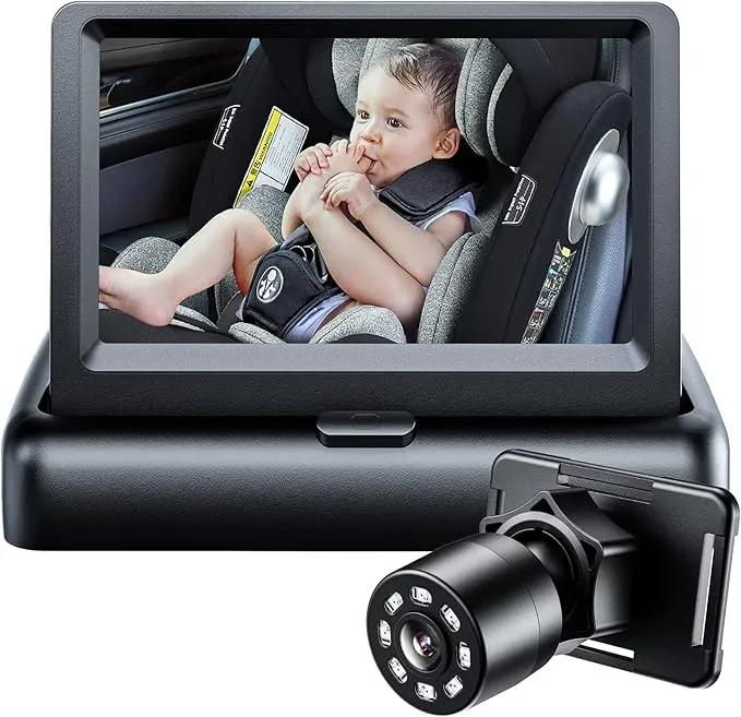 Itomoro Baby Car Mirror, View Infant in Rear Facing Seat with Wide Crystal Clear View,360° Rotation Plug and Play Easy Install baby car monitor 1080p