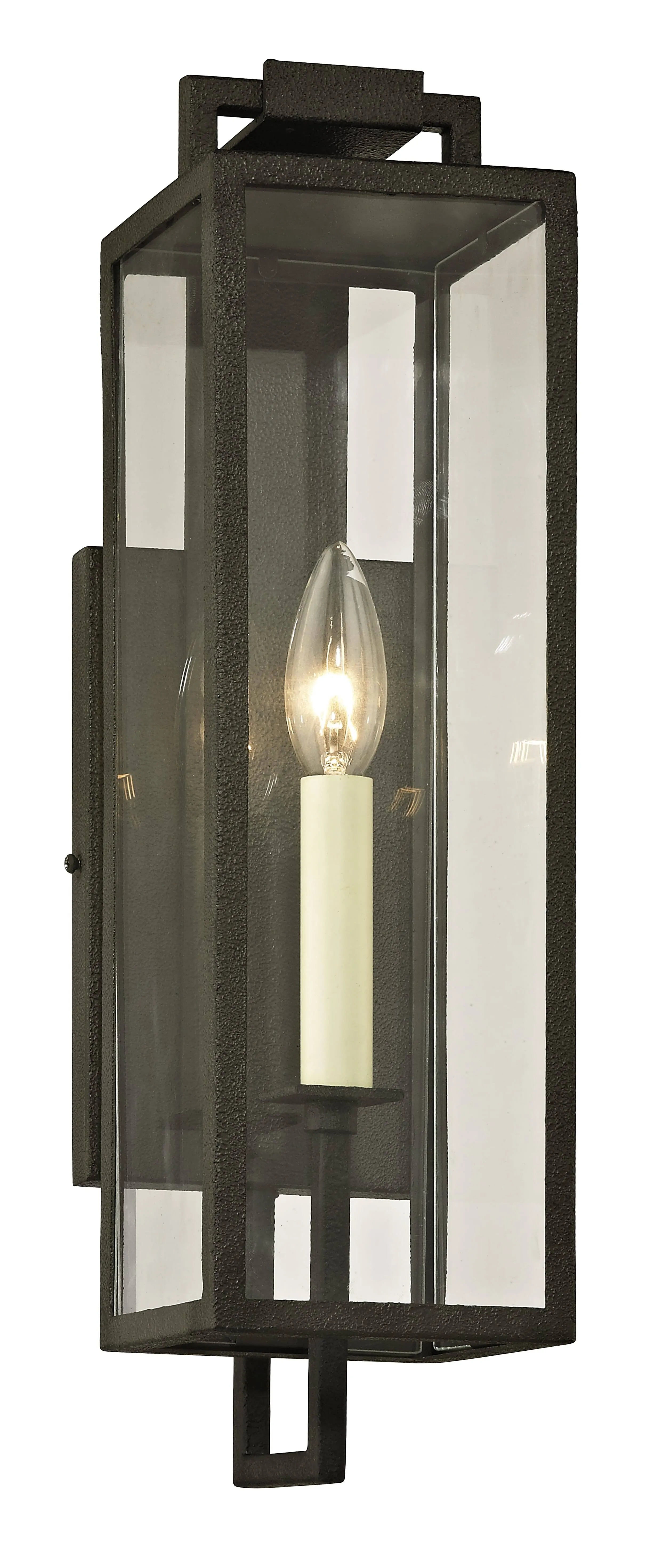 Beckham One Light Wall Lantern in Forged Iron - Transitional - Outdoor Wall Lights And Sconces - by The Lighthouse | Houzz