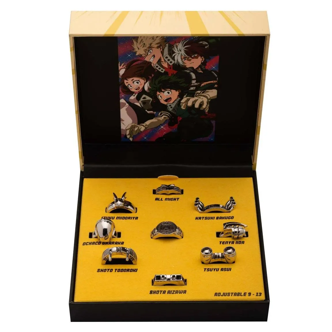 My Hero Academia 9-Piece Rings Set Silver