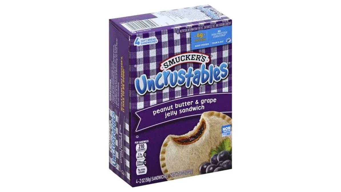 Uncrustables Wheat Peanut Butter & Grape Sandwich, 2.6 ounce (Pack of 48)