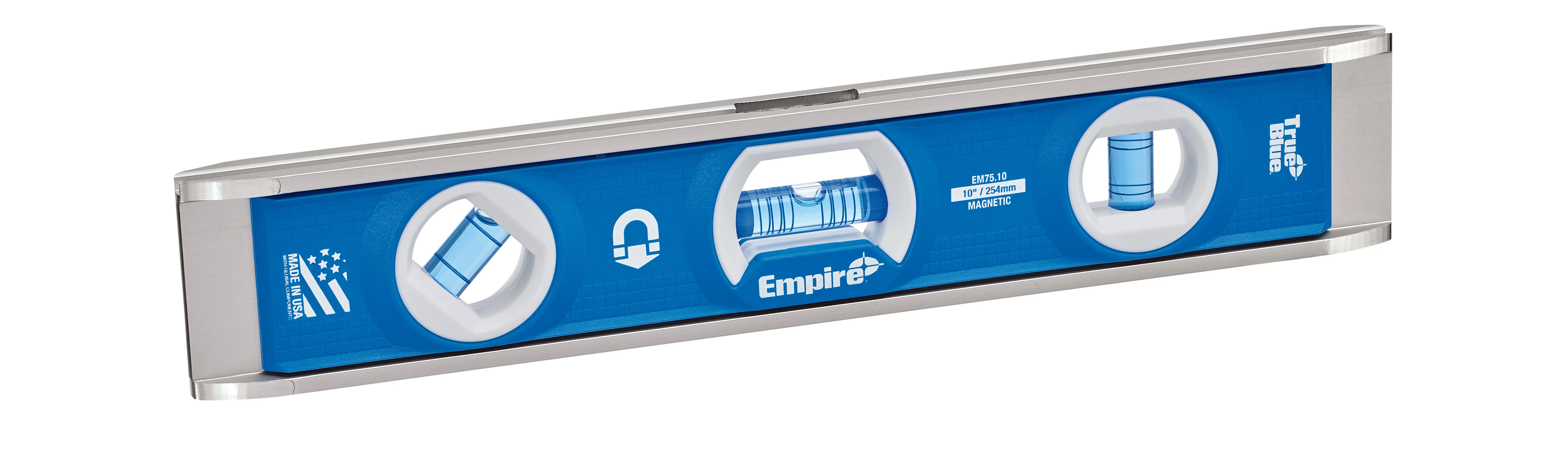 Empire EM75.10 Magnetic 10&#034; Long, 3 Vial Torpedo Level, 1 Level &amp; 2 Plumb Vials