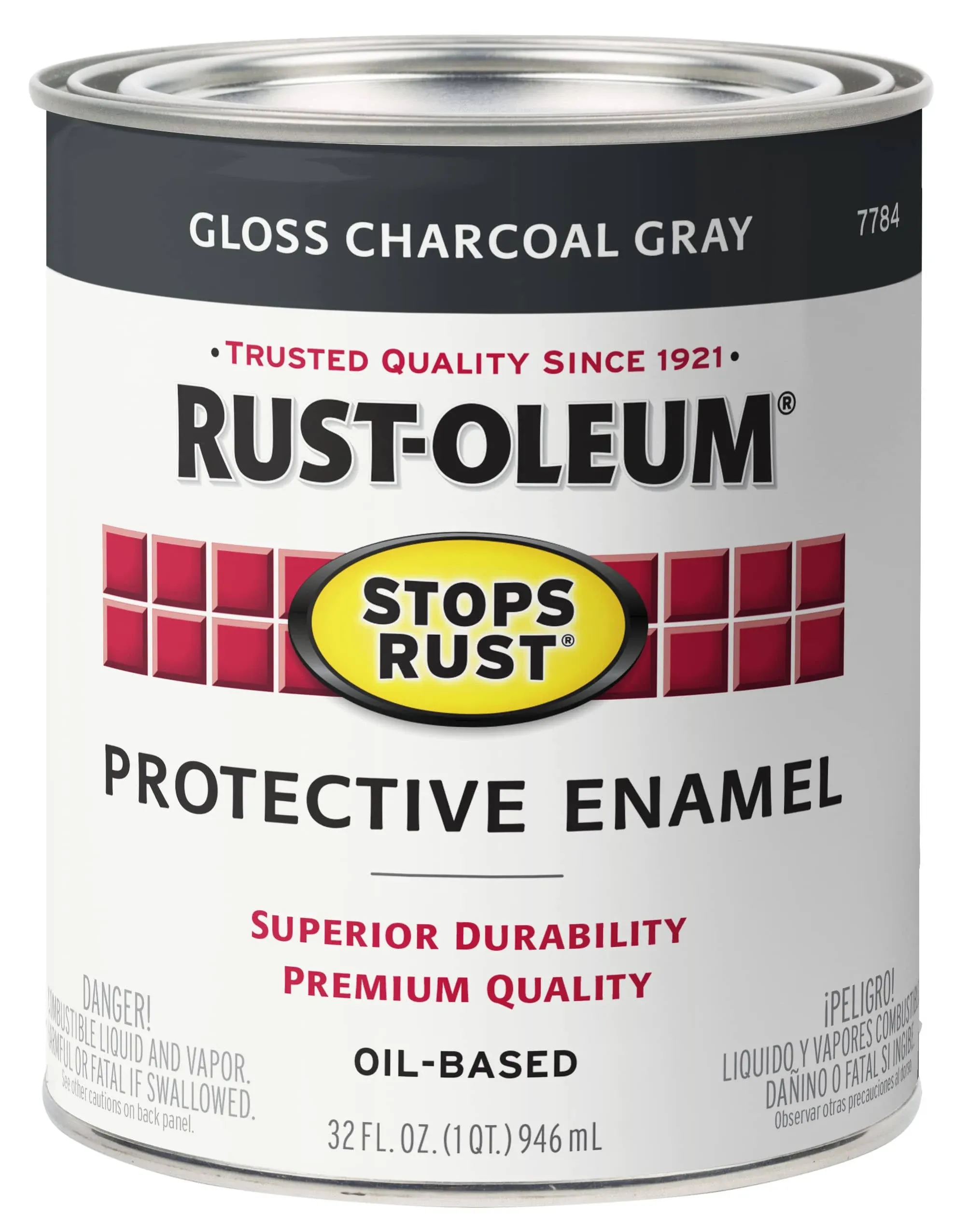 Protective Paint Stops Rust Indoor and Outdoor Gloss Charcoal Gray Oil-Based 1 q