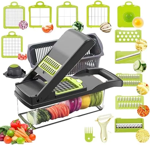 Vegetable Chopper Mandoline Slicer Pro 15 in 1 Vegetable Slicer Cutter with Multi Blade Onion Chopper for Potato Tomato Cucumber Carrot