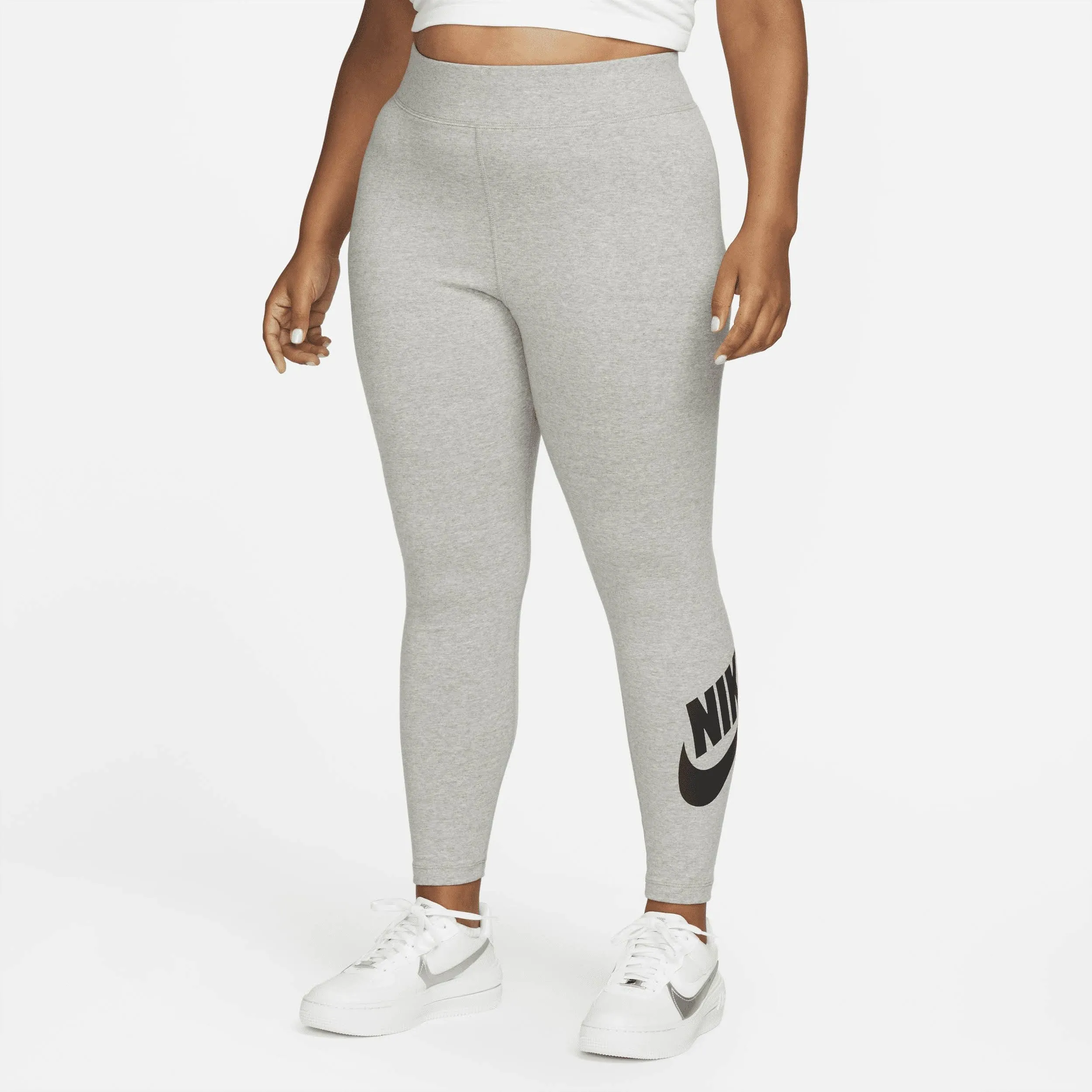 Nike Sportswear Women Essential Gray/Black HW Leggings (DB6052-063) 2X