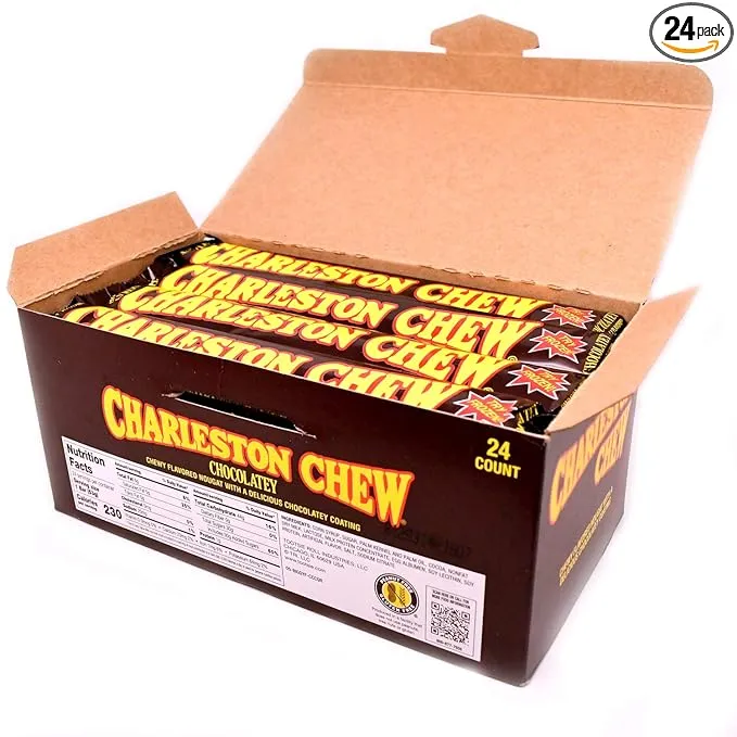 Charleston Chew Chocolate Flavor, Pack of 24 1.87-Oz. Bars