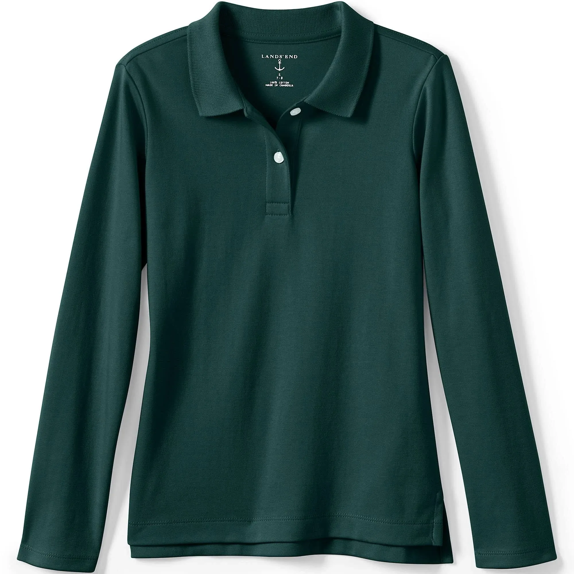 Lands' End Girls' Feminine Fit Long Sleeve Interlock Polo Shirt