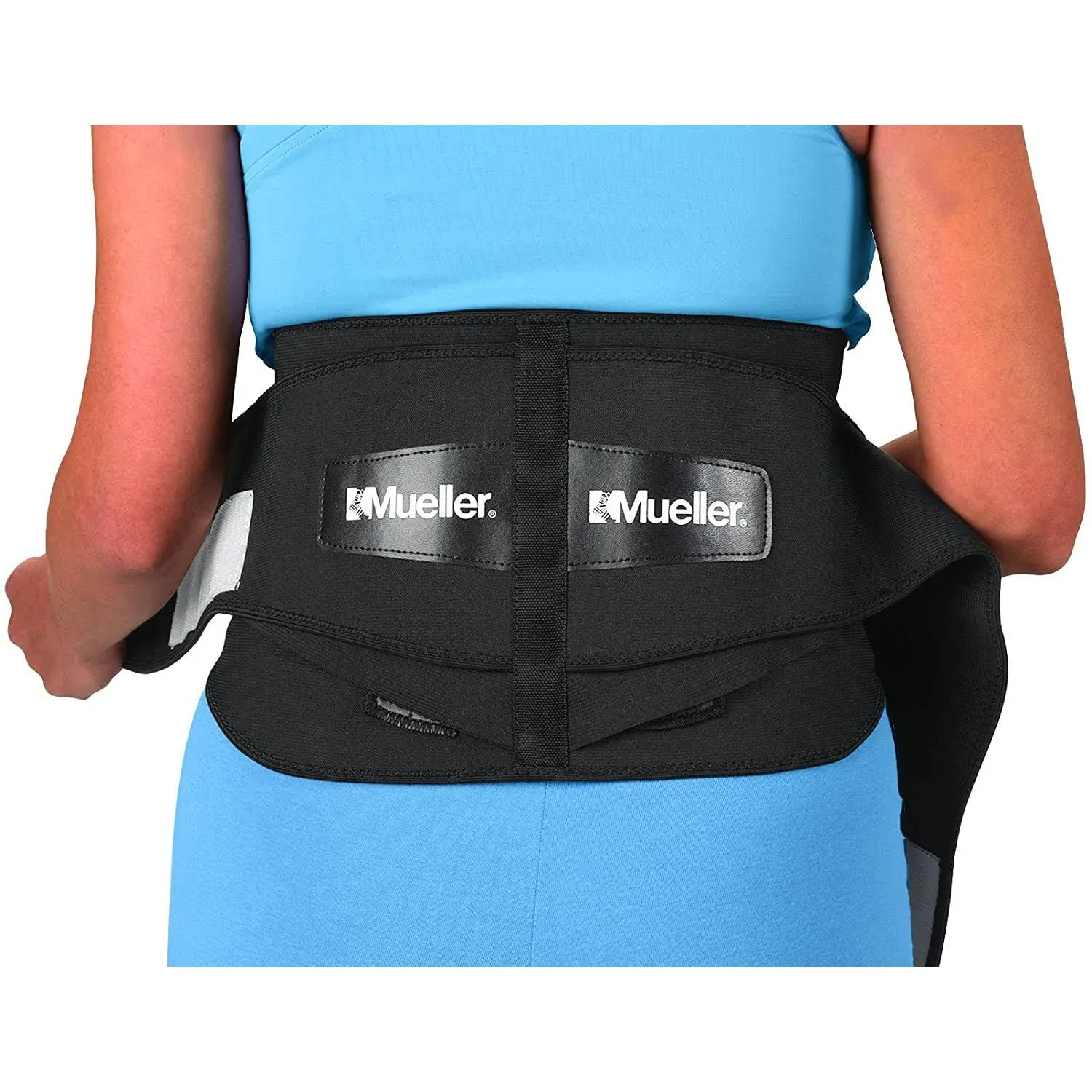 Mueller 255 Lumbar Support Back Brace with Removable Pad, Black, Regular