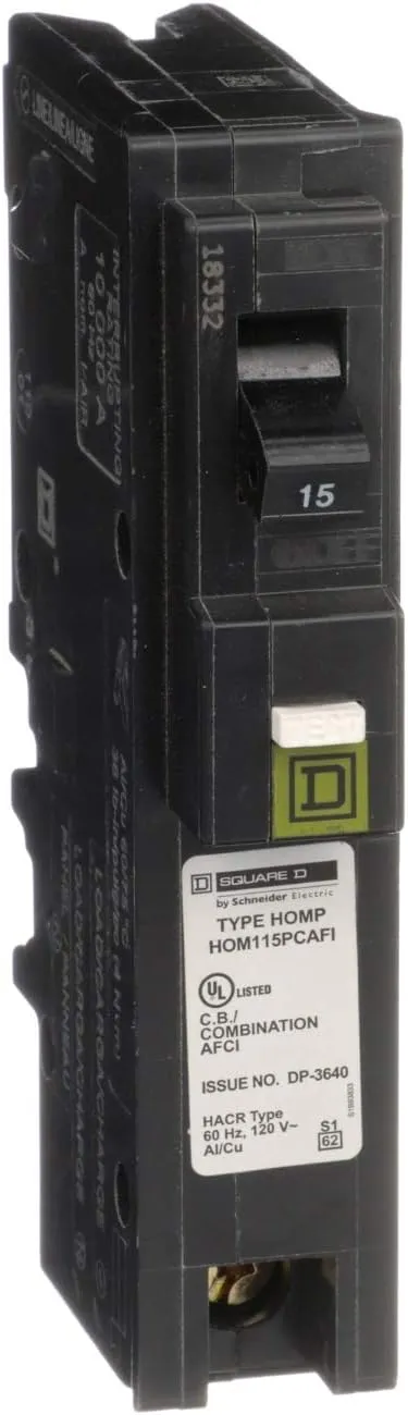 Square D Homeline 15-amp 1-Pole Combination Arc Fault Plug-on Neutral Circuit Breaker