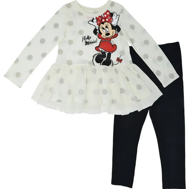 Disney Minnie Mouse Peplum T-Shirt and Leggings Outfit Set Polka Dots Infant to Little Kid