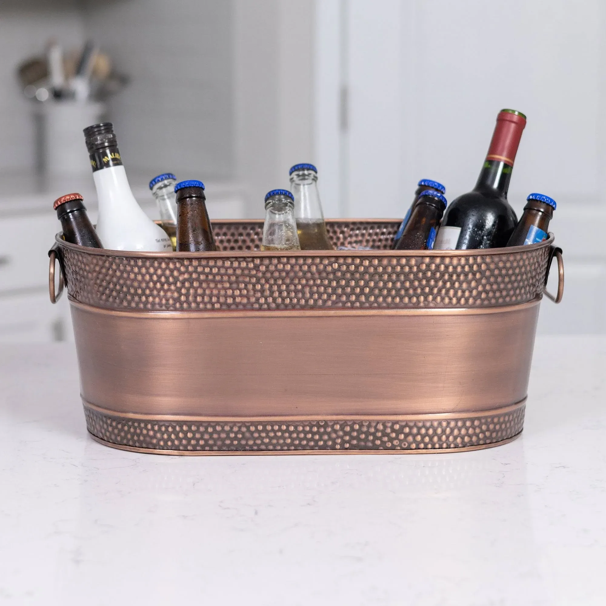 BREKX Colt Hammered Stainless Steel Beverage Party Ice Bucket Tub