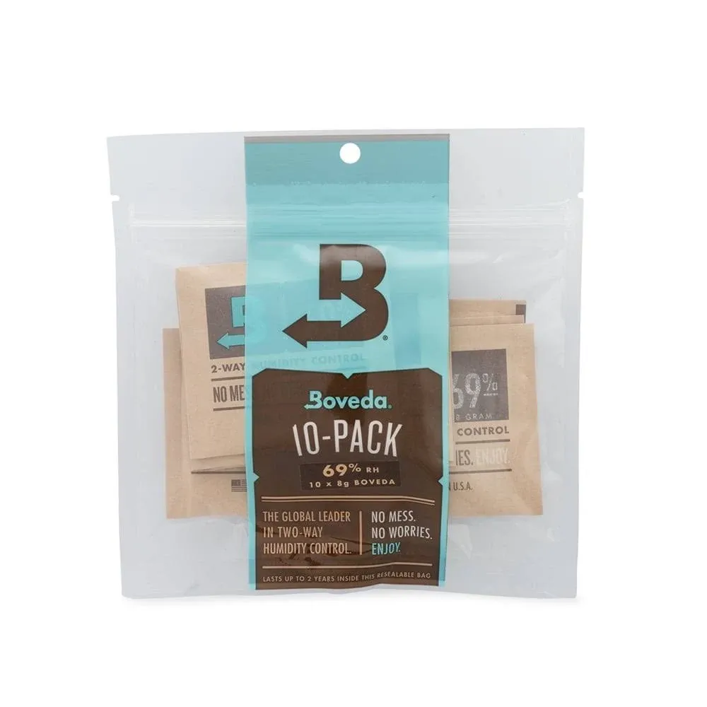 Boveda 58% Two-Way Humidity Control Packs For Storing 1 oz – Size 8 – 10 Pack – Moisture Absorbers for Small Storage Containers – Humidifier Packs – Hydration Packets in Resealable Bag