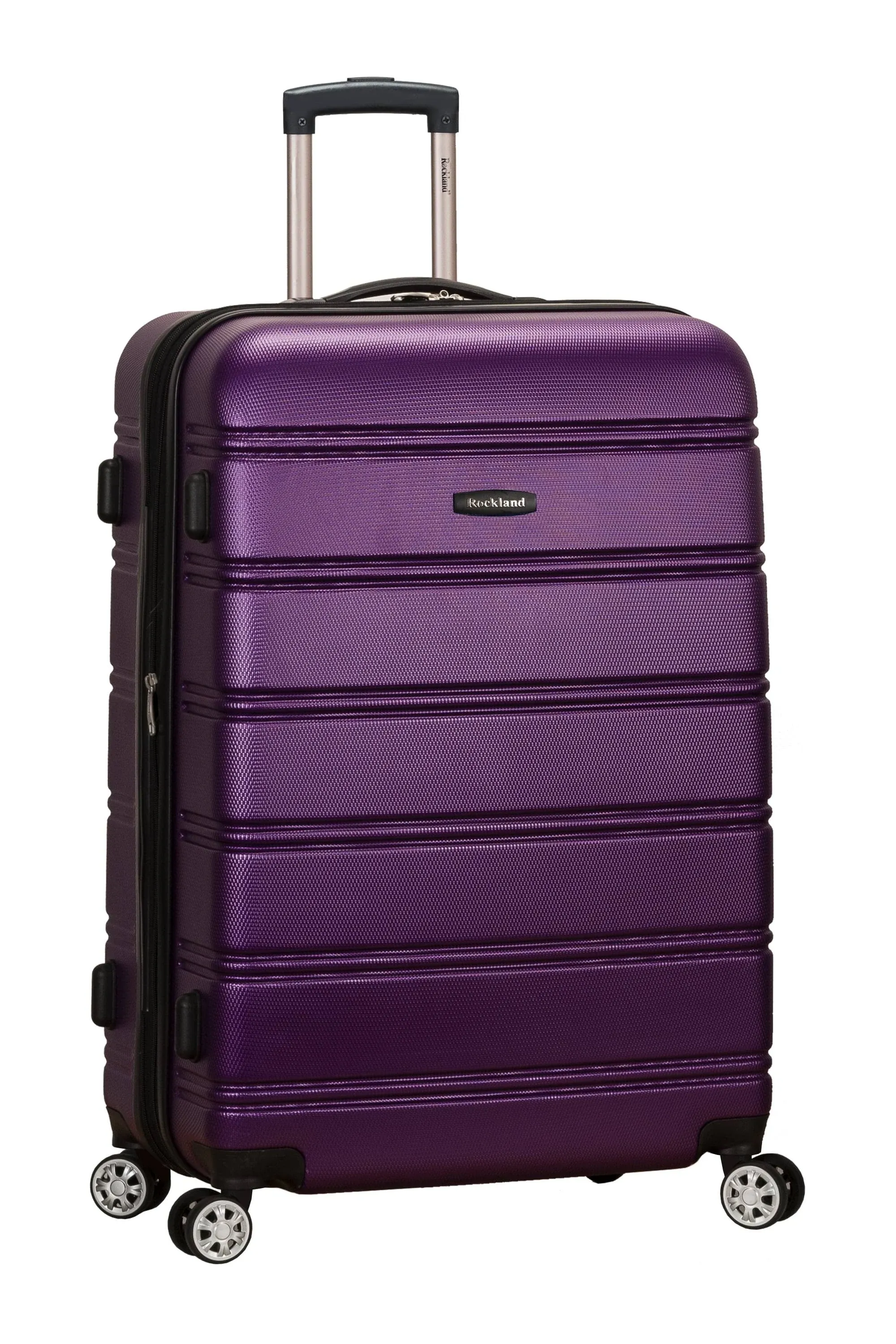 Rockland Melbourne Hardside Expandable Spinner Wheel Luggage, Purple, Checked Large 28"