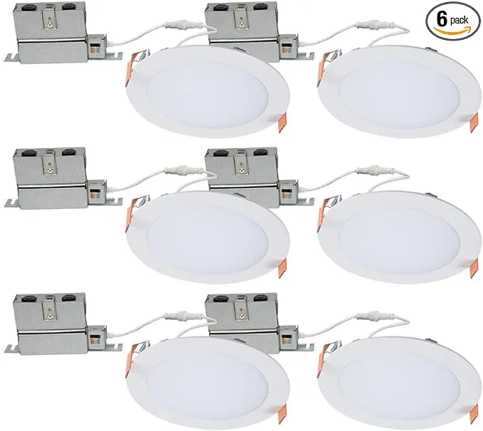 NEW! HALO 6&#034; Ultra Thin Canless Downlight 6-Pack HLB6099FS1EMWR<wbr/>-6PK - White