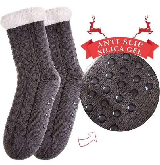 SDBING Women's Winter Super Soft Warm Cozy Fleece Lined Fuzzy Slipper Socks with Grippers