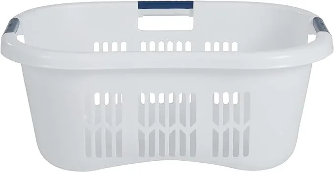 Rubbermaid Laundry Basket, XL Hip-Hugger Basket, 2.1-Bushel, White, Laundry, Storage, Bathroom, Bedroom, Home Closet Clothes Basket