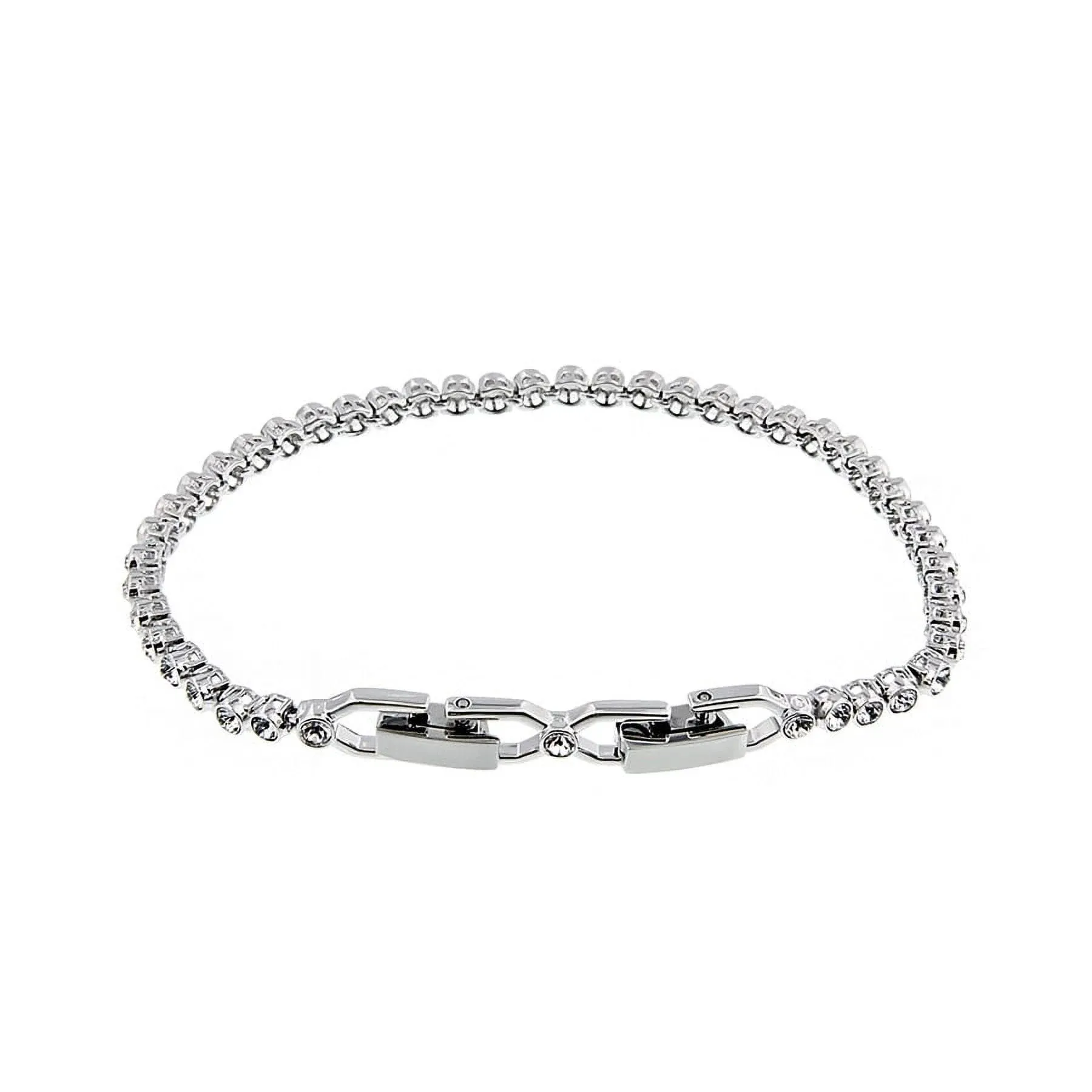 Swarovski Women's Emily Rhodium-Plated Clear Crystal Cupchain Bracelet, 6-7/8" Length | 1808960