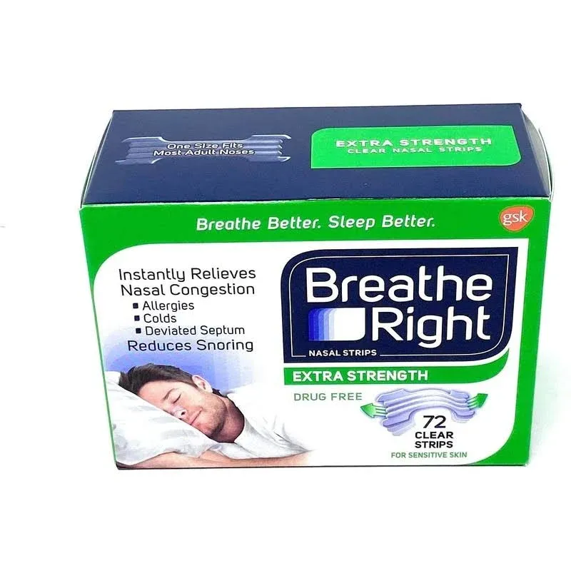 Breathe Right Extra Strength 72 Clear Nasal Strips