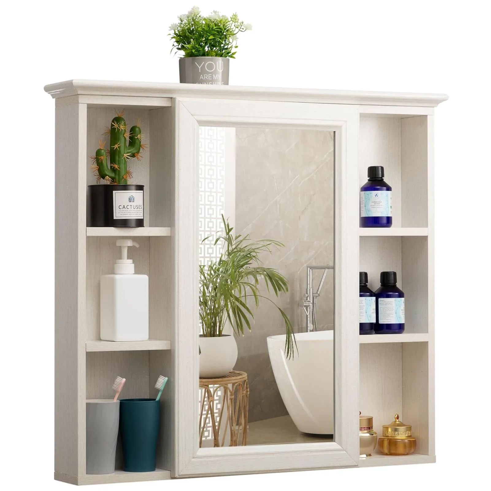 ALIMORDEN Medicine Cabinet with Mirror and Shelves, Bathroom Wall Storage Cabinet ...