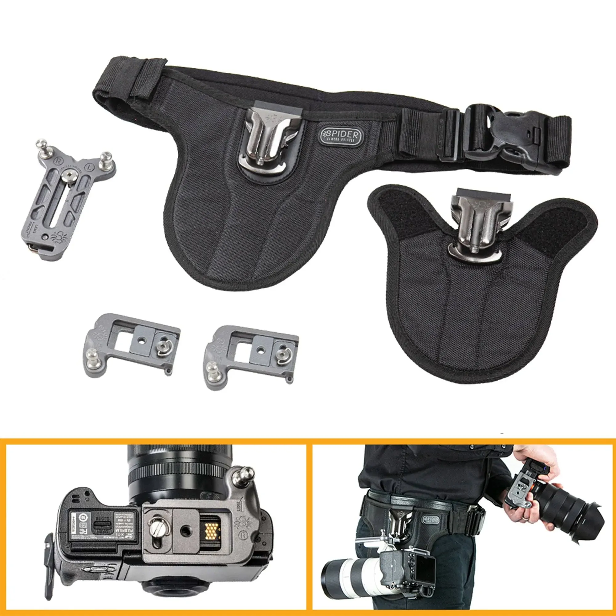 Spider Holster - SpiderPro Mirrorless Single Camera System v2 - The Professional Quick Draw Carry System for (1) Mirrorless Camera and Heavy Gear!