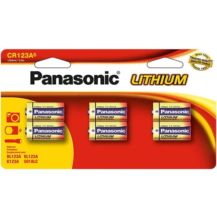 Panasonic CR123A 3 Volt Photo Lithium Battery, CR-123PA/6B (6 Pack)