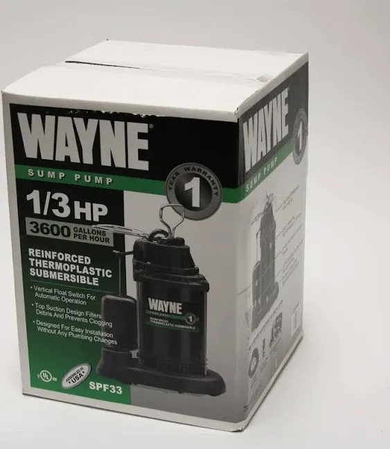 Wayne, SPF33 Submersible Sump Pump, 1/3 Horsepower