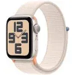 Apple Watch SE (GPS) 44mm Silver Case - M/L White Sport Band