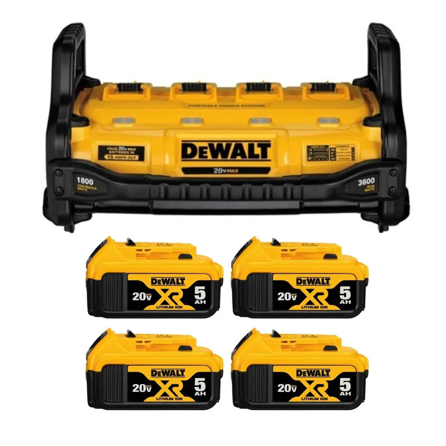 DeWalt DCB1800B Portable Power Station with 4 DCB205 20V Max XR 50Ah Batteries