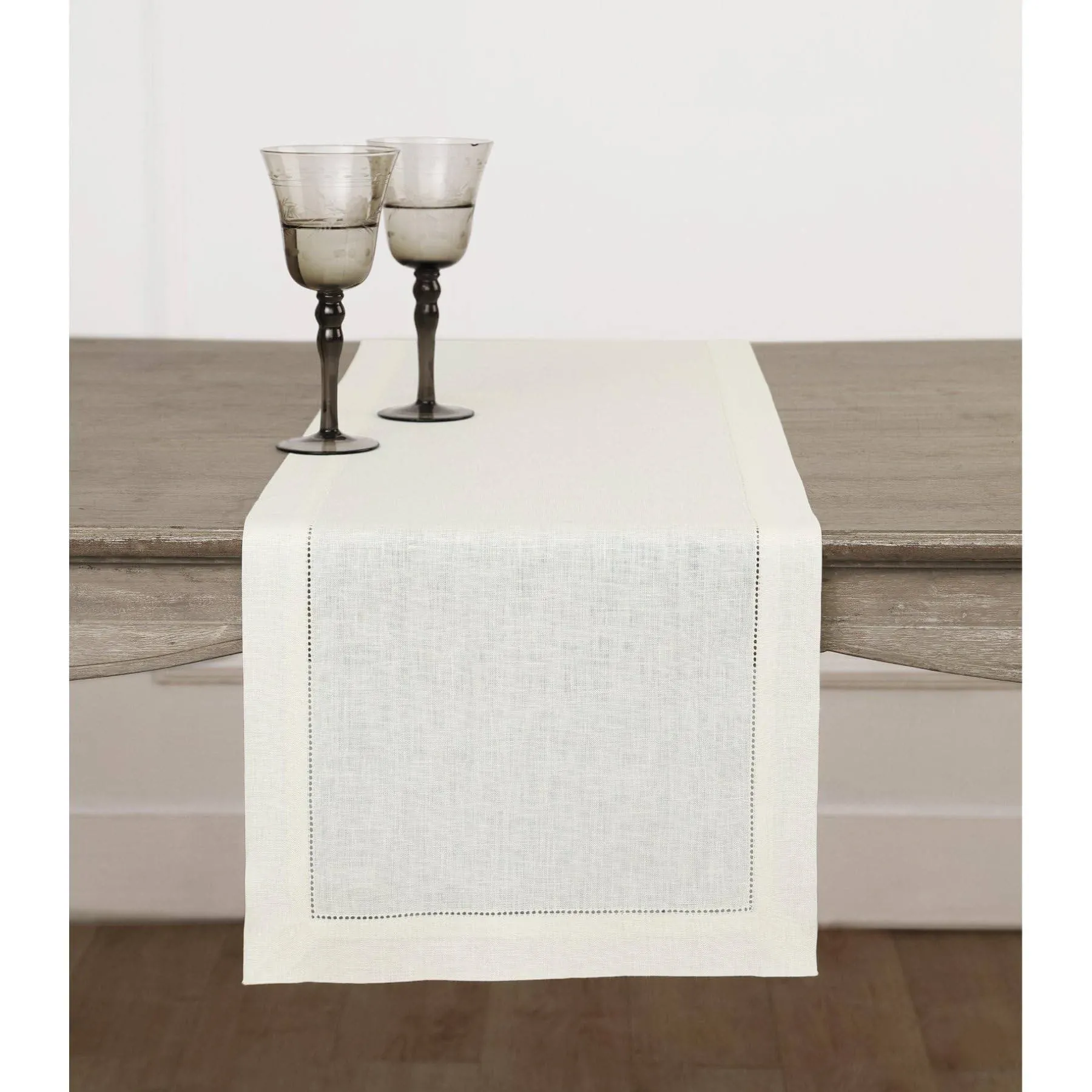 Ivory Linen Table Runner 60 inches Long – 100% Pure Linen 14 x 60 Inch Classi...