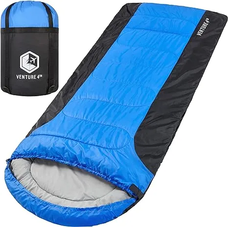 VENTURE 4TH Backpacking Sleeping Bag – XXL, Double and Single Sizes - Lightweight Warm & Cold Weather Sleeping Bags for Adults, Kids & Couples – Ideal for Hiking, Camping & Outdoor Adventures