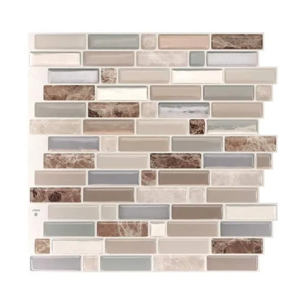 Smart Tiles 4pk Crescendo Terra Peel and Stick 3D Backsplash